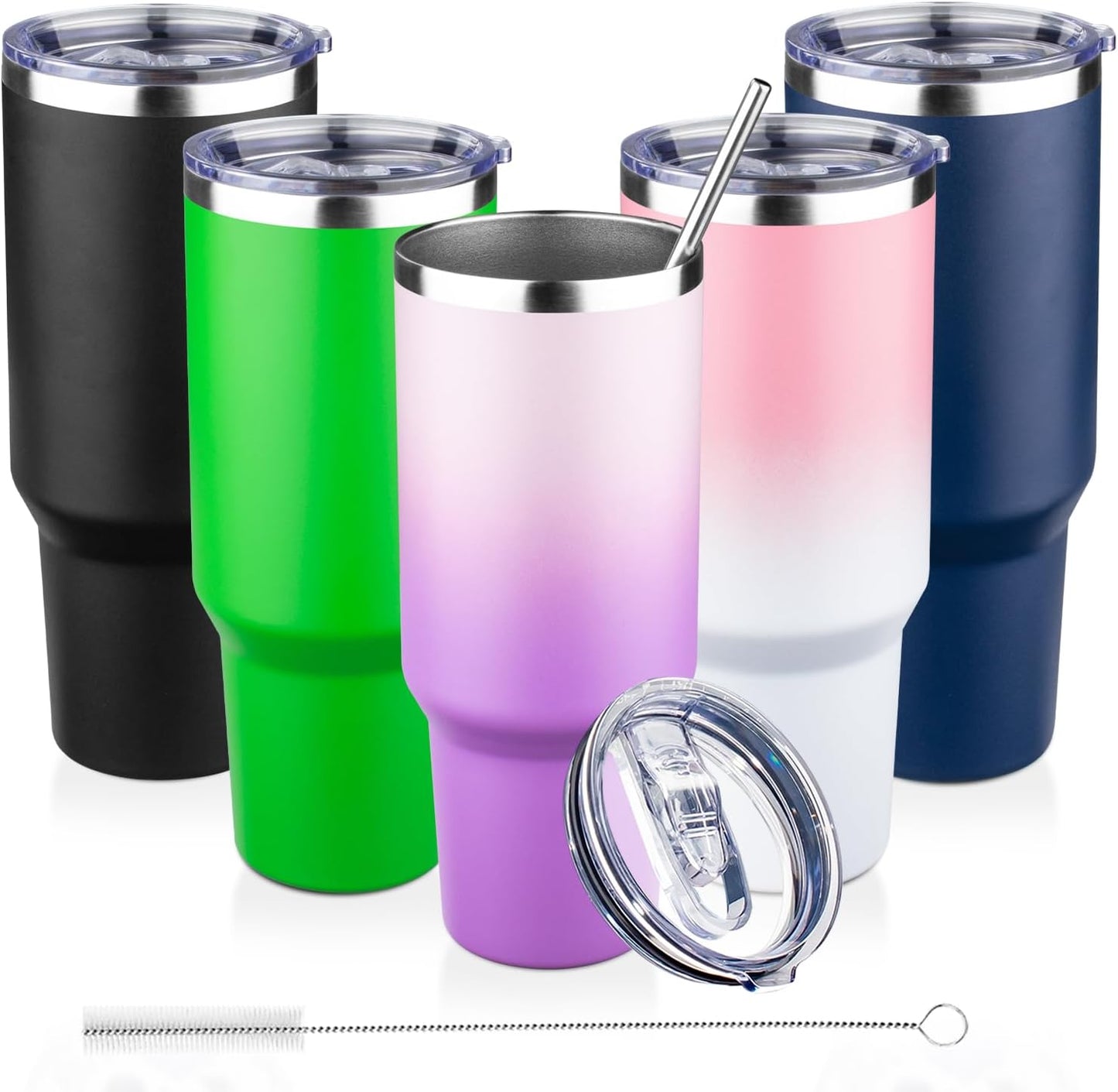 20oz Tumbler with Lid and Straw Double Wall Powder Coated Vacuum Insulated Coffee Tumbler Stainless Steel Insulated Travel Coffee Mug Spill-Proof Thermal Cup for Hot and Cold Beverage,Black