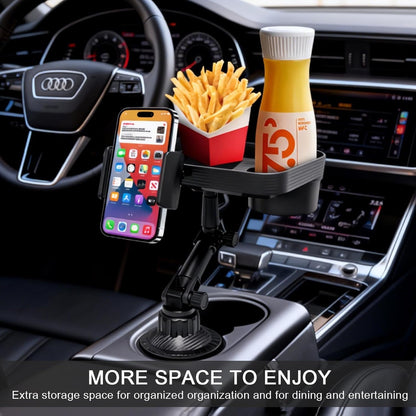 Vehicle-Mounted Multifunctional Water Cup Holder Tray Black Adjustable Cup Holder Dining Plate Expandable Bracket Storage Space-Saving