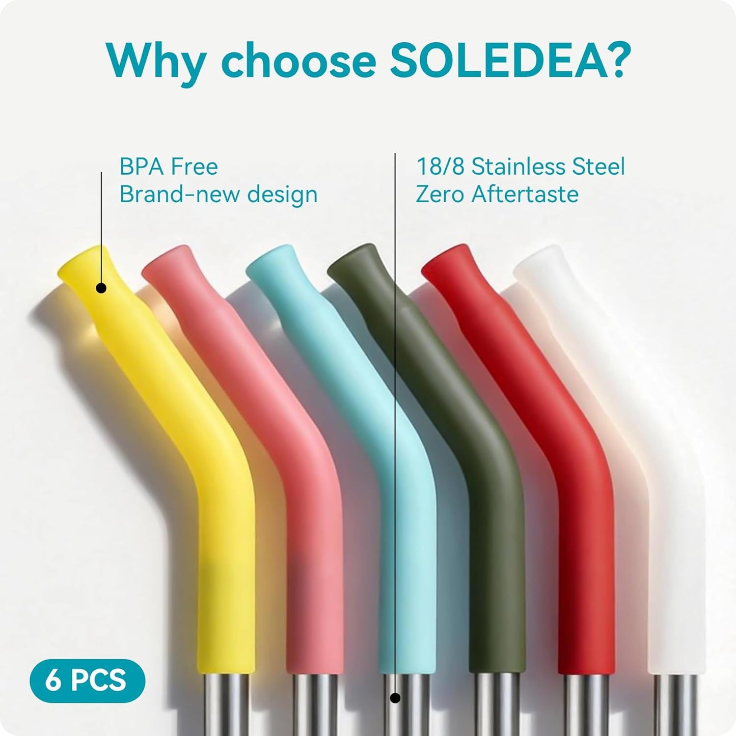 40 oz Straight Metal Straws for 40 oz Stanley Tumbler, 6 Pcs Stainless Steel Reusable Drinking Metal Straw with Colourful Silicone Tips,Straw for Glass Cups, BPA FREE