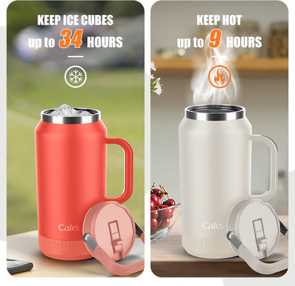 40 oz Insulated Tumbler with Top Handle and Flip Straw, Vacuum Insulated Stainless Steel Cup with Leak-Proof Lid, Sweat-Free, Fits Cup Holder, Keeps Ice Cold up to 30 Hours