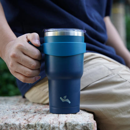 Konokyo 20 oz Tumbler with Handle and 2 Straw 2 Lid, Insulated Water Bottle Stainless Steel Vacuum Cup Reusable Travel Mug,Black