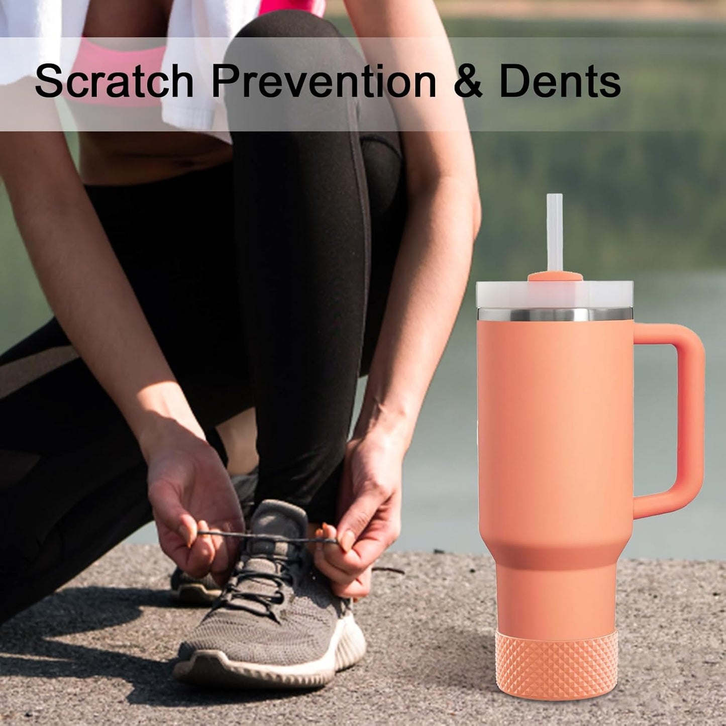 WUQID Water Bottle Boot, Diamond Silicone Boot Compatible with Stanleyy Tumbler 20-40oz & Hydroo Flask Bottle 12oz-24oz, Reduces Dents Sleeve Cover for More Bottles/Tumblers Bottom of 2.83-2.95in