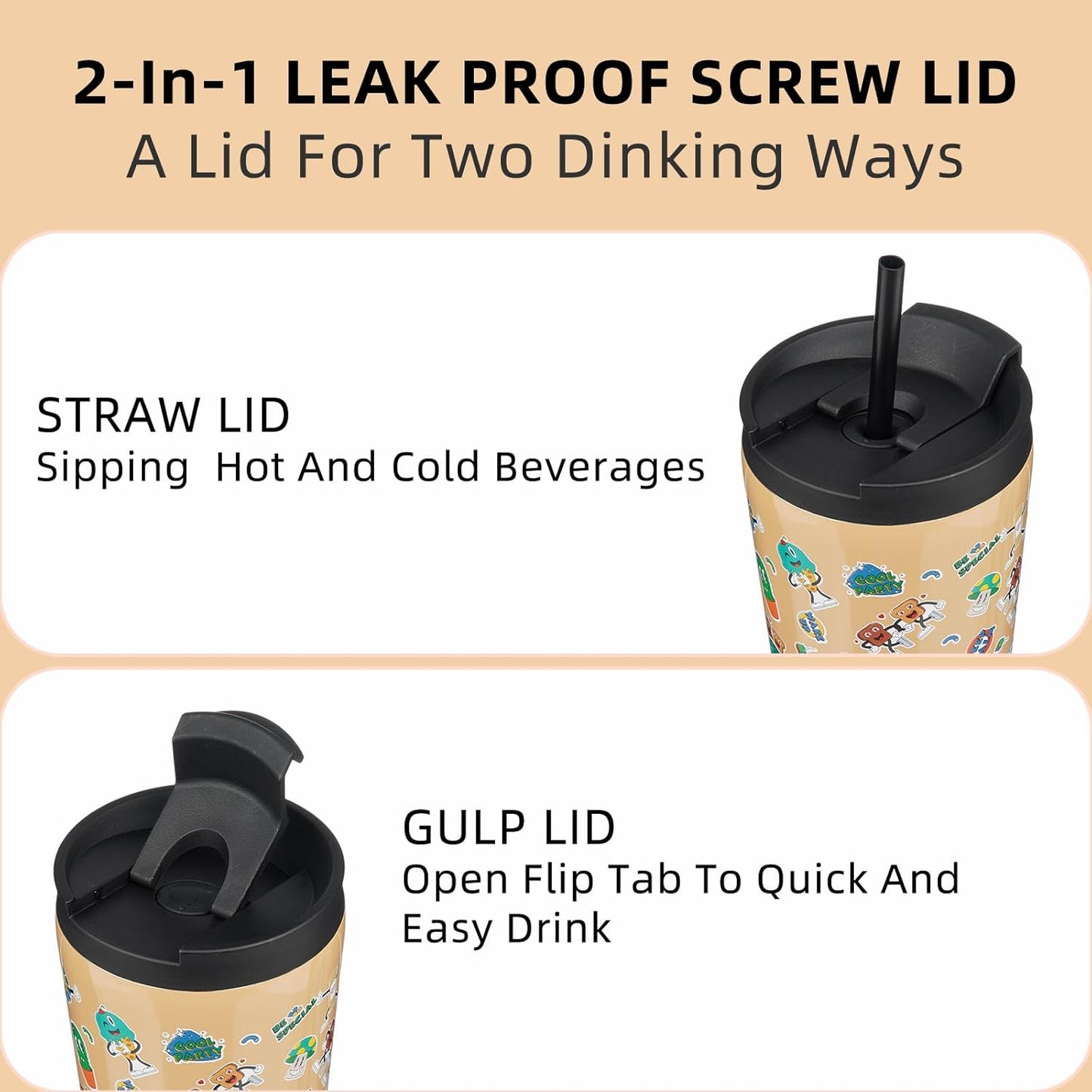 BJPKPK 22oz Insulated Tumbler With lid And Straw Stainless Steel Tumblers Travel Coffee Mug Reusable Thermal Cup,Sky