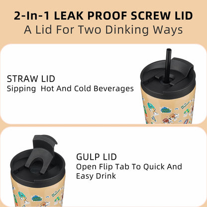BJPKPK 22oz Insulated Tumbler With lid And Straw Stainless Steel Tumblers Travel Coffee Mug Reusable Thermal Cup,Sky