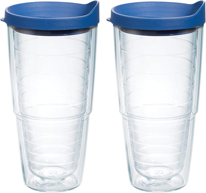 Tervis Clear & Colorful Lidded Made in USA Double Walled Insulated Tumbler Travel Cup Keeps Drinks Cold & Hot, 24oz, Black Lid, 1 Count (Pack of 1)