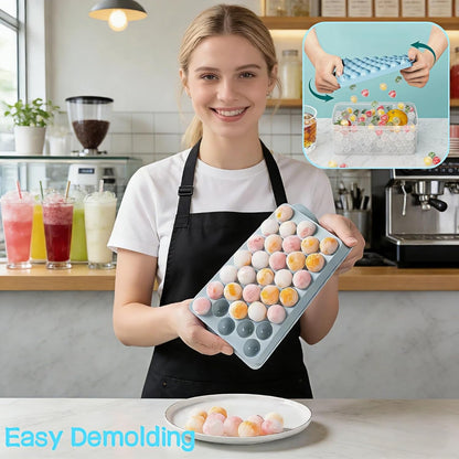 Round Ice Ball Maker Tray with Lid, 33-Cavity Mini Sphere Mold, 0.98 Inch, BPA-Free Plastic, Easy Release, for Cocktails, Whiskey, Coffee