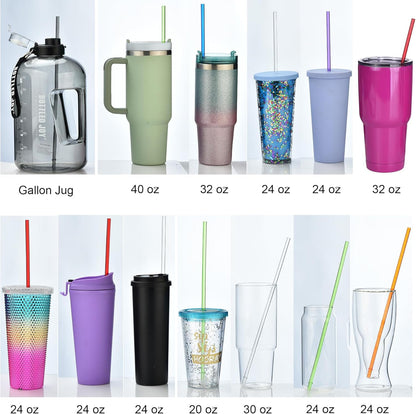 ALINK 10.5 in Long Reusable Plastic Straws with Brush, Tritan Hard Plastic Tumbler Straws, 10 Rainbow Colored Replacement Straw for 16 OZ 20 OZ 30 OZ Stanley, YETI, Starbucks Tumblers, Mason Jars