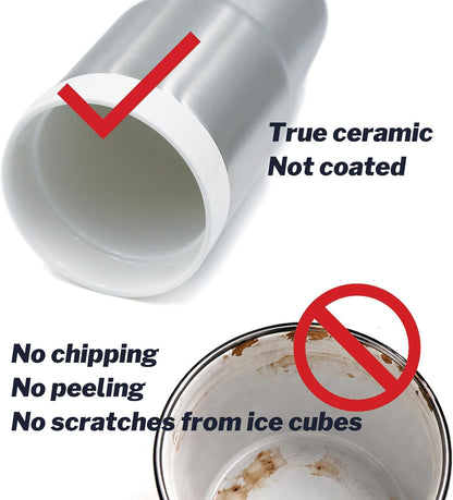 True Ceramic Lined (Not Coated) Stainless Steel Vacuum Insulated Travel Coffee Tumbler, No Metallic Taste, 16oz for Coffee & Tea On-The-Go (Original Steel)