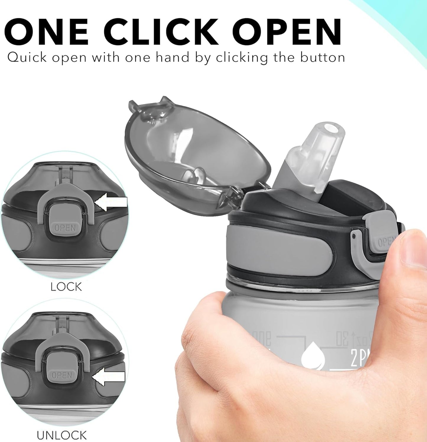 Enerbone 32 oz Drinking Water Bottle with Times to Drink and Straw, Motivational with Carrying Strap, Leakproof BPA & Toxic Free, Ensure You Drink Enough Water for Fitness Gym Outdoor