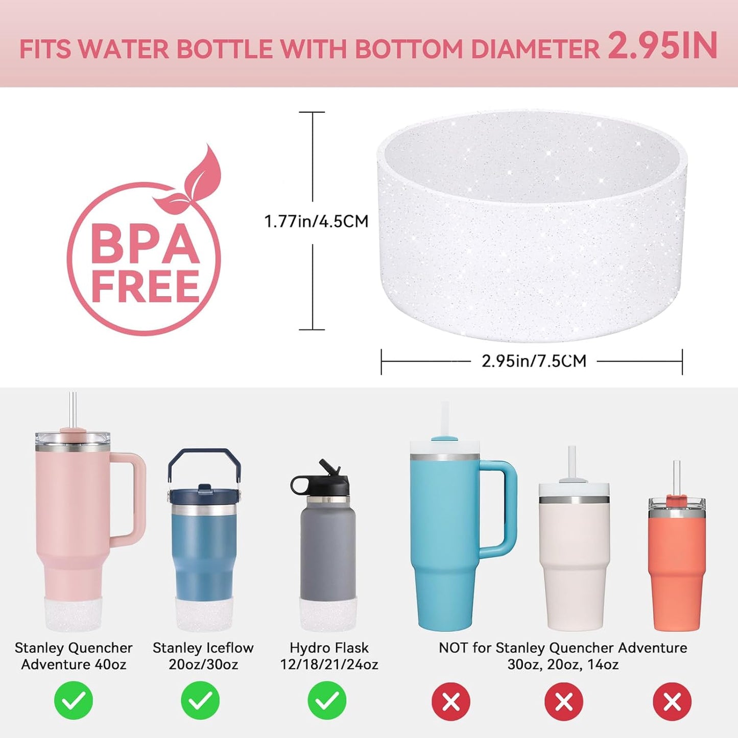 PICcircuit 2PCS for Stanley Boot, Silicone Bottom for Quencher Adventure 40oz 30oz IceFlow 20oz 30oz Bottle&for Hydroflask Tumbler 12-24oz for Stanley Cup Accessories Avoid Scratches&Noise