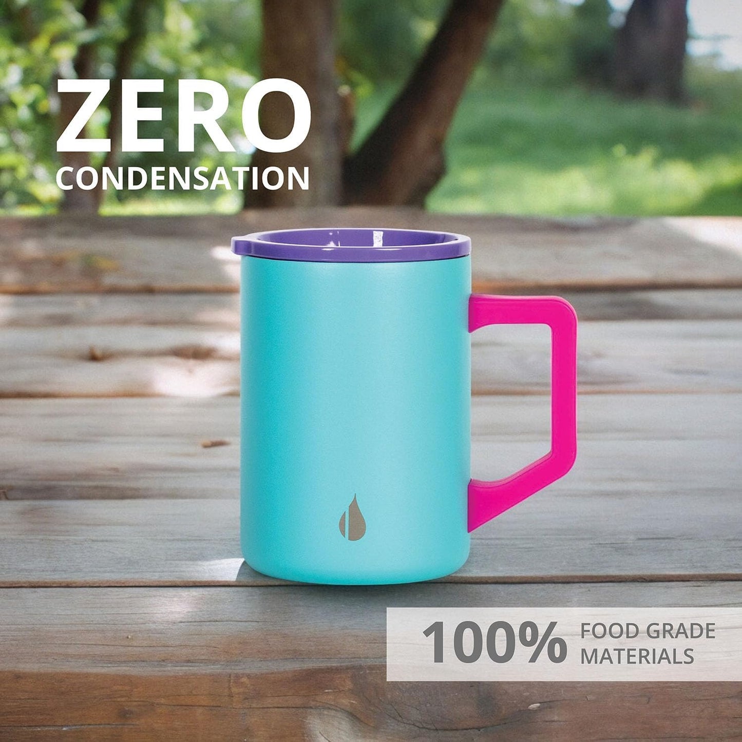 Elemental Insulated Coffee Mug - Triple-Wall Stainless Steel Summit Travel Cup for Hot and Cold Drinks - Thermal Coffee Mug with Lid and Handle for Camping, Office & Travel 16oz - Rainbow Speckle