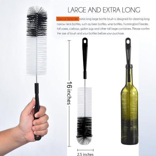ALINK 17 inch Extra Long Bottle Cleaning Brush Cleaner for Washing Narrow Neck Beer/Wine/Thermos, Brewing Bottles, Hummingbird Feeder