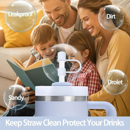 6PCS Silicone Straw Covers Cap Compatible with Stanley Cup 30&40oz Tumbler with Handle 10mm Straw Toppers，Straw Tips Lids Dust-Proof Reusable for Stanley Cup Accessories (White)