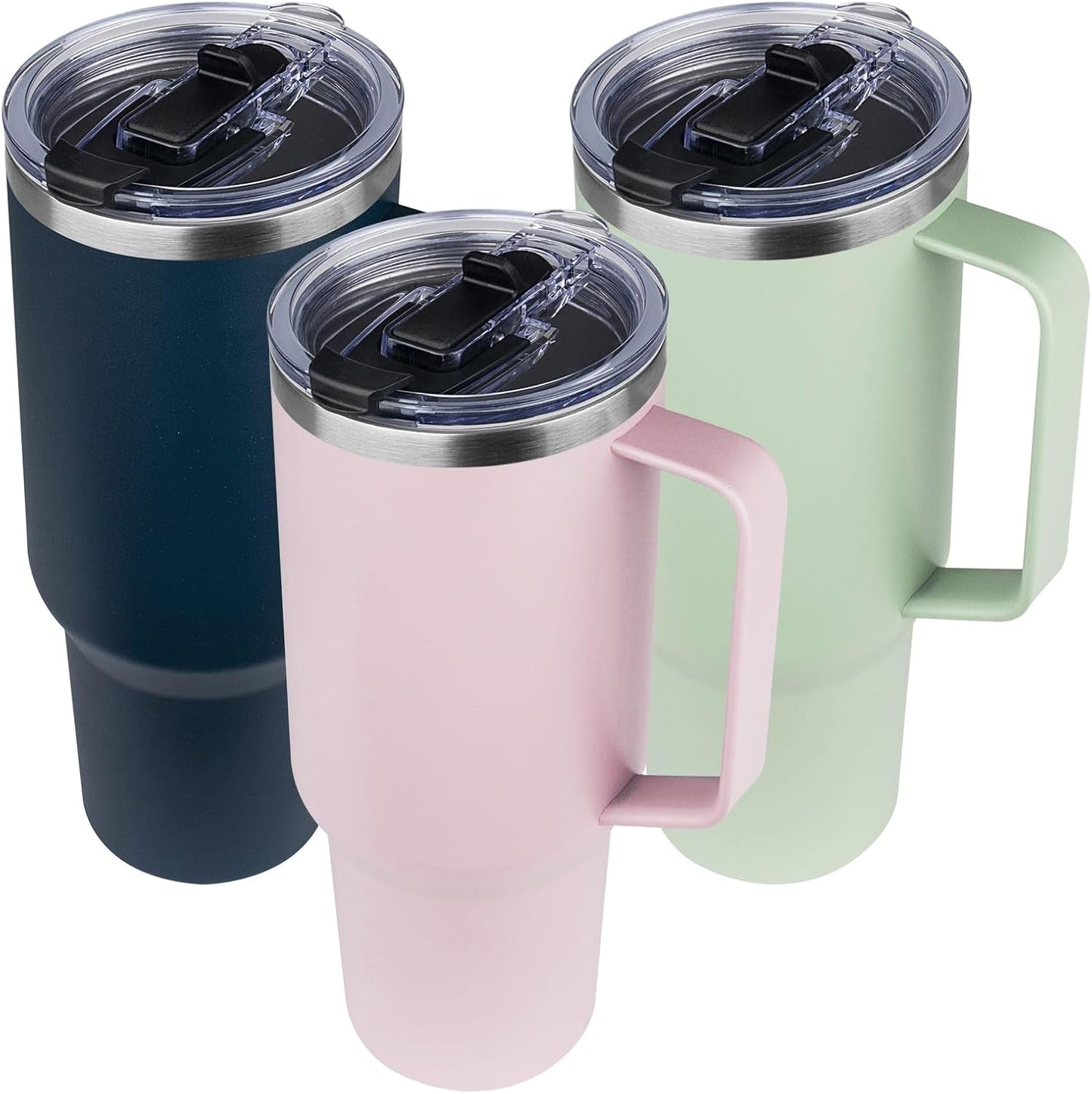 20 oz Tumbler with Handle, Stainless Steel Insulated Tumbler with Lid and Straw, Double Wall Vacuum Coffee Mug Tumbler, Insulated Coffee Thermal Cup for Cold and Hot (Light Purple)
