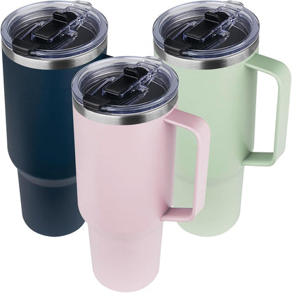 20 oz Tumbler with Handle, Stainless Steel Insulated Tumbler with Lid and Straw, Double Wall Vacuum Coffee Mug Tumbler, Insulated Coffee Thermal Cup for Cold and Hot (Light Purple)