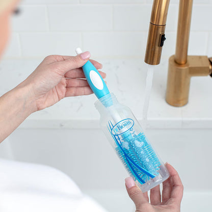 Dr. Brown's Soft Touch No Scratch Baby Bottle Cleaning Brush Nipple Cleaner with Stand and Storage Clip, BPA Free, Blue 1-Pack