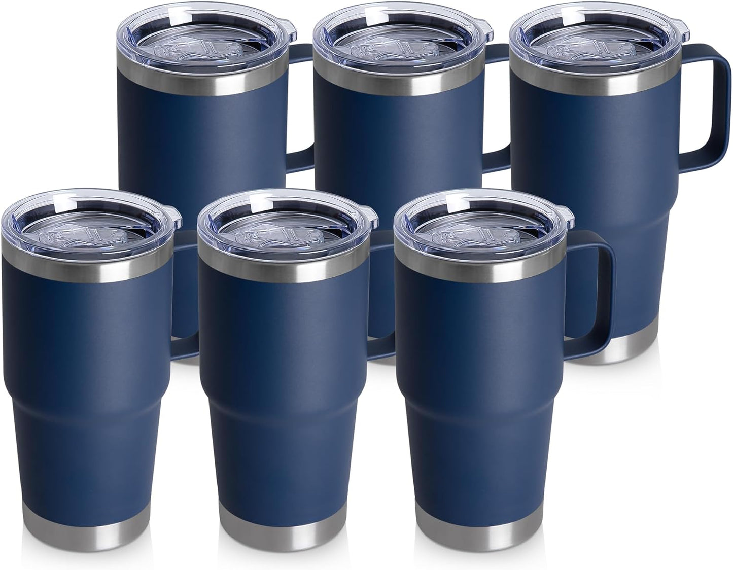 HASLE OUTFITTERS 20oz Tumbler with Handle & Lid, Insulated Stainless Steel Travel Mug, Leakproof Cup for Coffee, BPA-Free Double-Wall Vacuum Tumblers for Hot/Cold Drinks, Commuter, Gym, Office, Blue