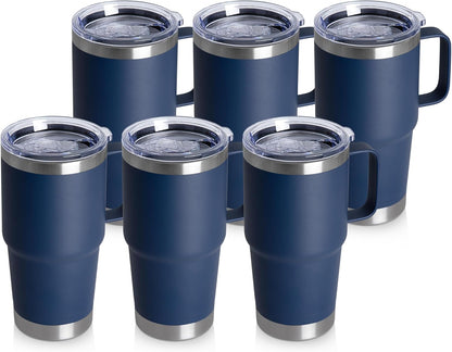 HASLE OUTFITTERS 20oz Tumbler with Handle & Lid, Insulated Stainless Steel Travel Mug, Leakproof Cup for Coffee, BPA-Free Double-Wall Vacuum Tumblers for Hot/Cold Drinks, Commuter, Gym, Office, Blue