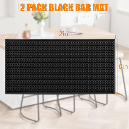 Ninsula 2 Pack Bar Mat, 6" x 12" Bar Mats for Countertop, Non Slip Spill Proof Service Mat, Rubber Dish Drying Mat for Coffee Bar, Bartending, Home Kitchen & Restaurant