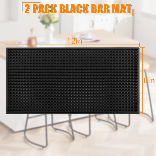 Ninsula 2 Pack Bar Mat, 6" x 12" Bar Mats for Countertop, Non Slip Spill Proof Service Mat, Rubber Dish Drying Mat for Coffee Bar, Bartending, Home Kitchen & Restaurant
