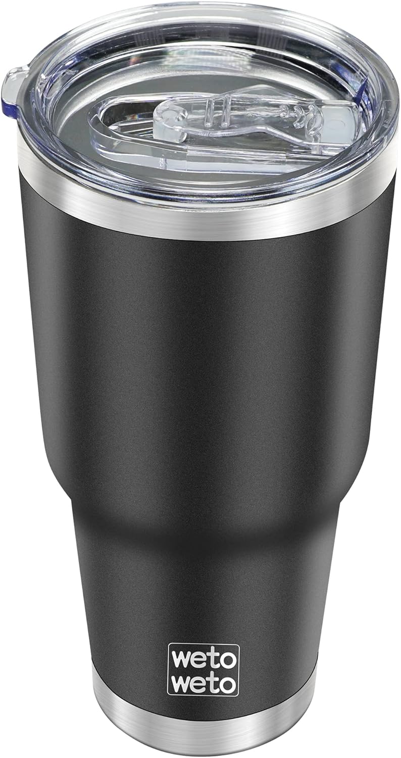 WETOWETO 30oz Tumbler with Lid, Stainless Steel Vacuum Insulated Water Coffee Tumbler, Double Wall Powder Coated Travel Mug Thermal Cup for Home Outdoor (Navy Blue, 1 Pack)