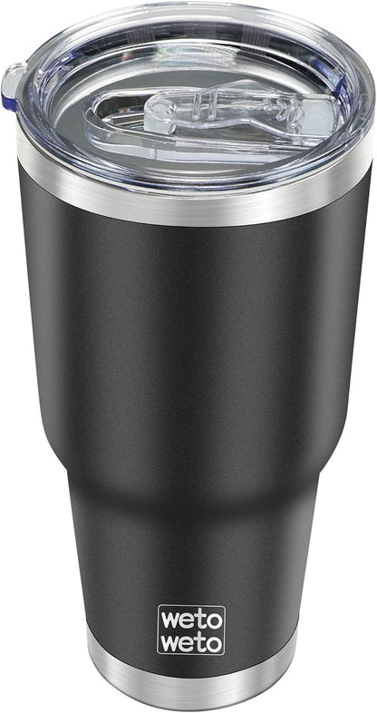 WETOWETO 30oz Tumbler with Lid, Stainless Steel Vacuum Insulated Water Coffee Tumbler, Double Wall Powder Coated Travel Mug Thermal Cup for Home Outdoor (Navy Blue, 1 Pack)