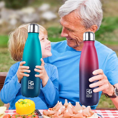 BOGI 17oz Insulated Water Bottle Double Wall Vacuum Stainless Steel Water Bottles, Leak Proof Metal Sports Water Bottle Keeps Drink Hot and Cold - Perfect for Outdoor Sports Camping Biking (Purple)