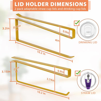 Tumbler Lid Organizer, Horizontal Tumbler Lid Storage Hook Up to 10 Lids, Space Saving Cup Lid Holders Under Cabinet Tumbler Lid Hook for Kitchen Organizer and Storage,Hanging Paper Towel Rack Hanger