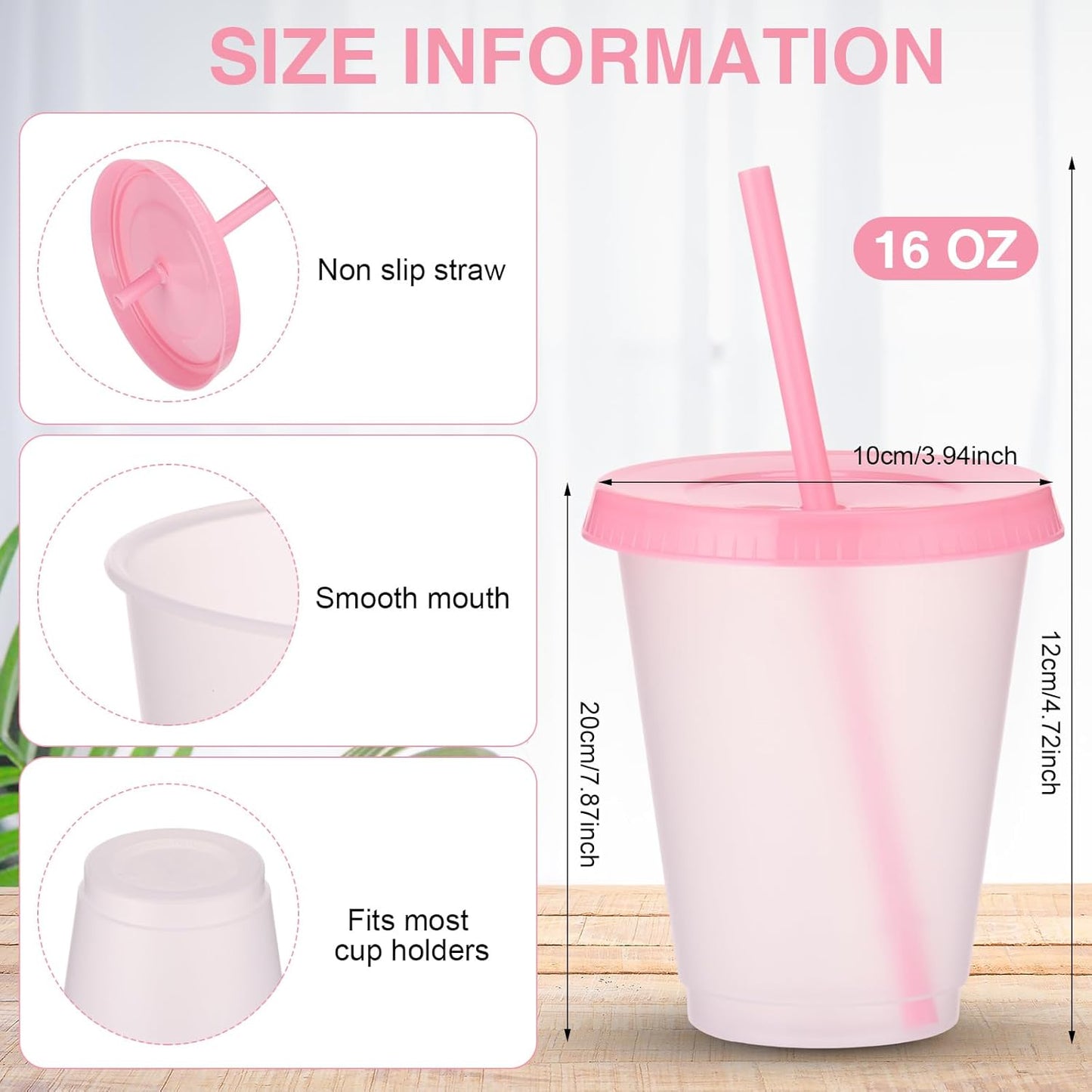 Sieral 30 Pack Cups with Lids and Straws Kids Tumbler with Straw Reusable Water Bottle Iced Coffee Travel Mug Adults Plastic Cups for Parties 16 oz (Candy Colors)