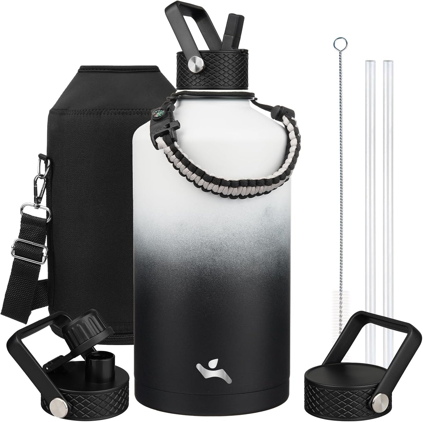 Konokyo 22oz Stainless Steel Bottles with 3 Lids Sport Insulated Water Bottle,Mint