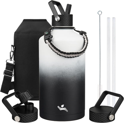 Konokyo 22oz Stainless Steel Bottles with 3 Lids Sport Insulated Water Bottle,Mint