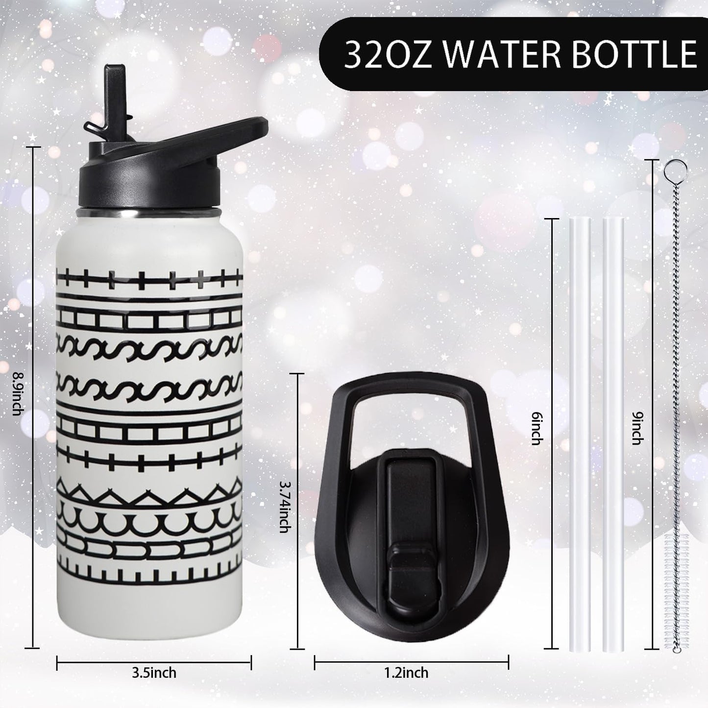 32 oz Pickleball Insulated Water Bottle with Straw - Pickleball Gym Hiking Sports Coffee Mug | Perfect Pickleball Gifts for Women, Pickleball Decor Accessories