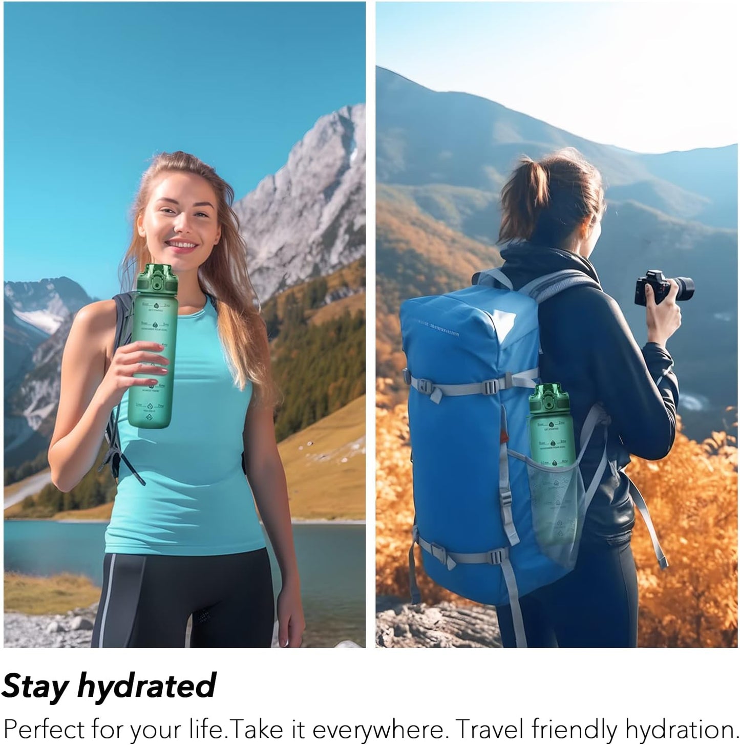 32oz Water Bottle with Time Marker, Motivational Drinking Bottle with Strap, BPA-Free Leak-Proof, Encouraging Water Bottle Time to Drink Water for Gym School Office Travel