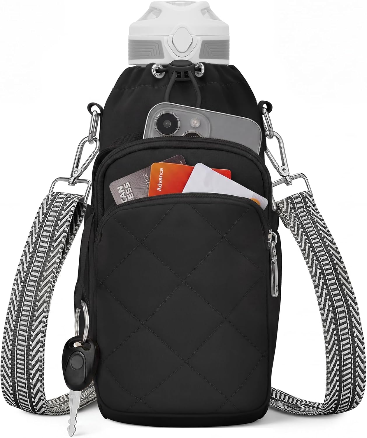 SYTRAH Water Bottle Bag Crossbody，Insulated Water Bottle Purse Crossbody Water Bottle Holder with Strap 40 oz