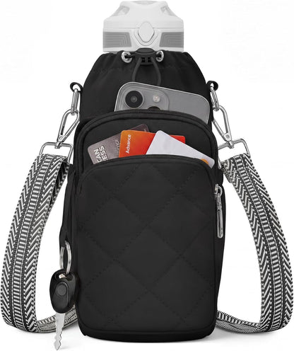 SYTRAH Water Bottle Bag Crossbody，Insulated Water Bottle Purse Crossbody Water Bottle Holder with Strap 40 oz