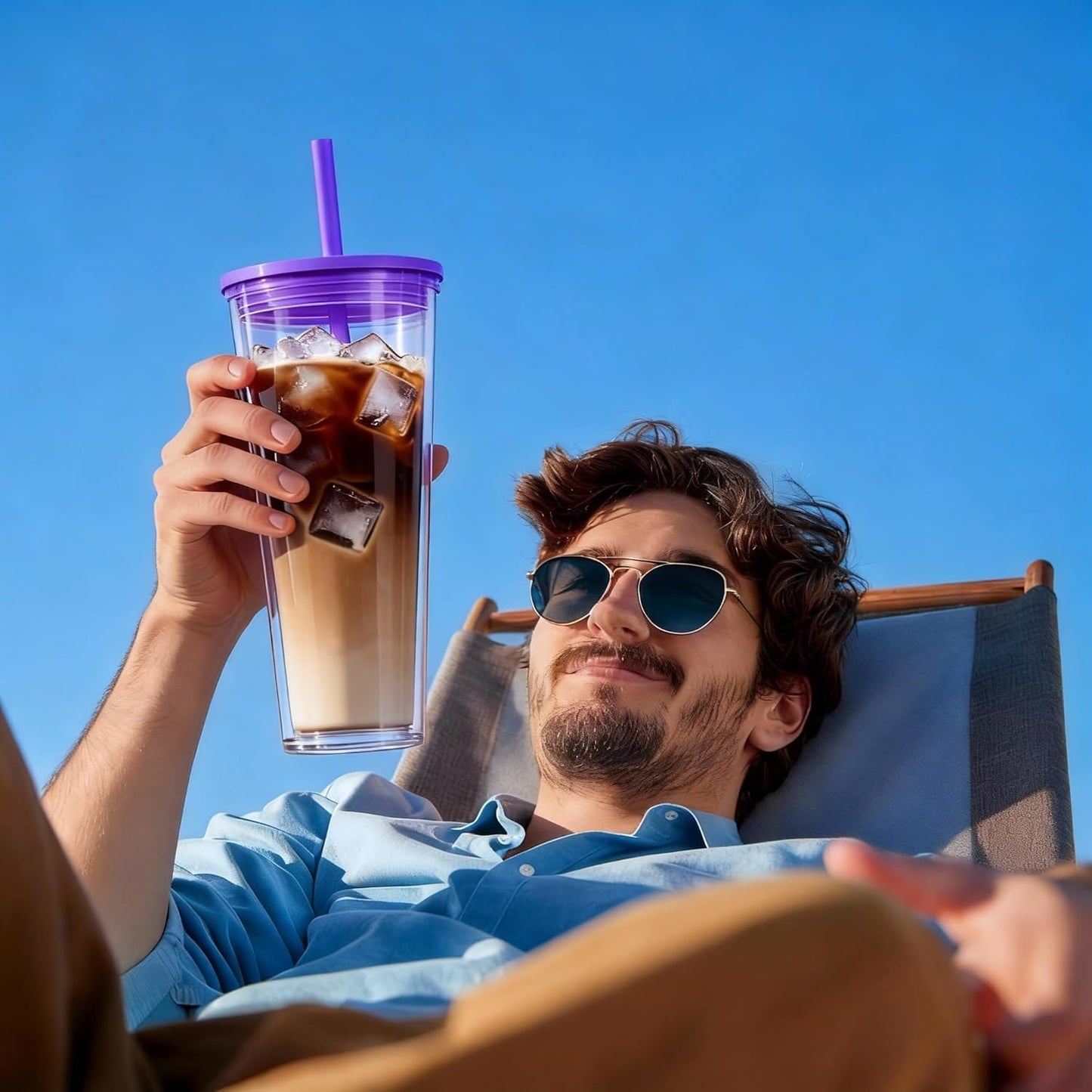 24oz Tumbler with Lid and Straw, Leak Proof and Double Wall Insulated Reusable Plastic Cups,Travel Reusable Iced Coffee Cup (1, Pink)