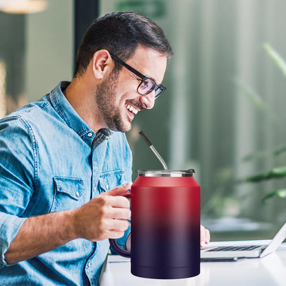 50 oz Insulated Tumbler with Handle and Straw - Stainless Steel Double Wall Coffee Mug, 2-in-1 Lid Metal Water Bottle, 36H Cold 24H Hot Travel Hydro Cup Jug with Silicone Boot