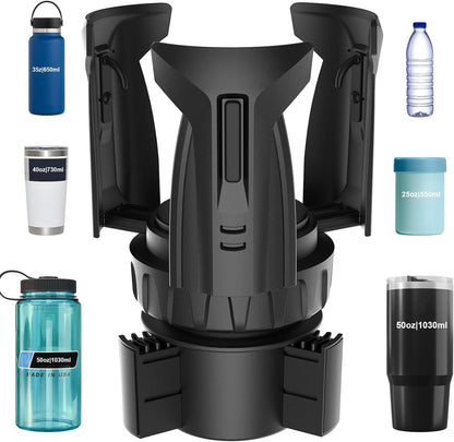 Car Cup Holder Expander, Cup Holder Extender Adapter with Expandable Arm and Adjustable Base, Compatible with Yeti Ramblers 14-64oz, Hydro Flasks 18-64oz Most Coffee Mugs Bottles & Cups