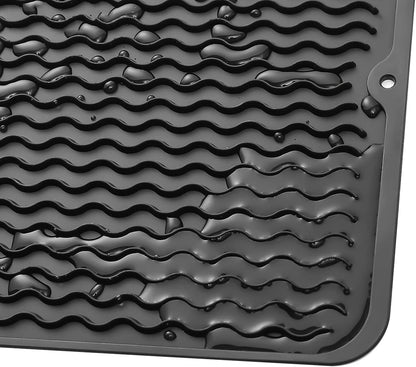 MicoYang Silicone Dish Drying Mat for Multiple Usage,Easy clean,Eco-friendly,Heat-resistant Silicone Mat for Kitchen Counter,Sink,Bar,Bottle,or Cup Green M 17 inches x 6 inches