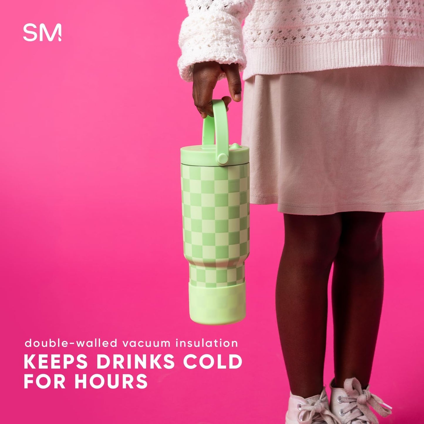 Simple Modern Trek Pivot | 24oz Kids Flip Straw Tumbler with Handle and Silicone Boot | Insulated Water Bottle Stainless Steel Cup | School Travel Jug | Seaside
