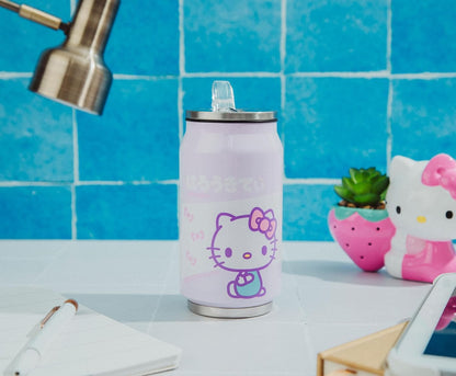 Silver Buffalo Sanrio Hello Kitty Milk Carton Pattern Plastic Boba Tumbler w Lid and Wide Straw, 24 Ounces