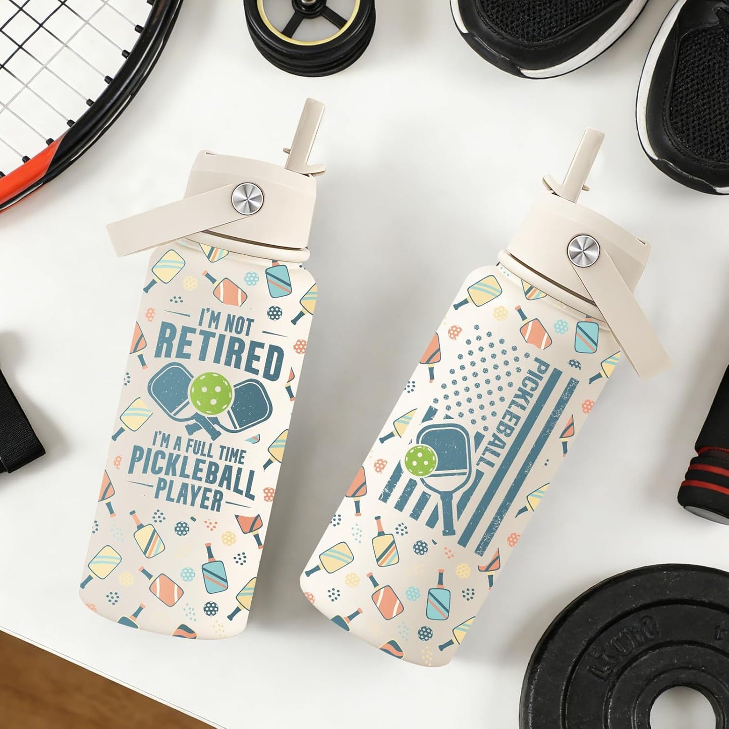 Pickleball Water Bottle 32oz - Pickleball Gifts for Women, Men - Christmas Pickle Ball Gifts for Pickleball Players, Lovers, Girls, Ladies