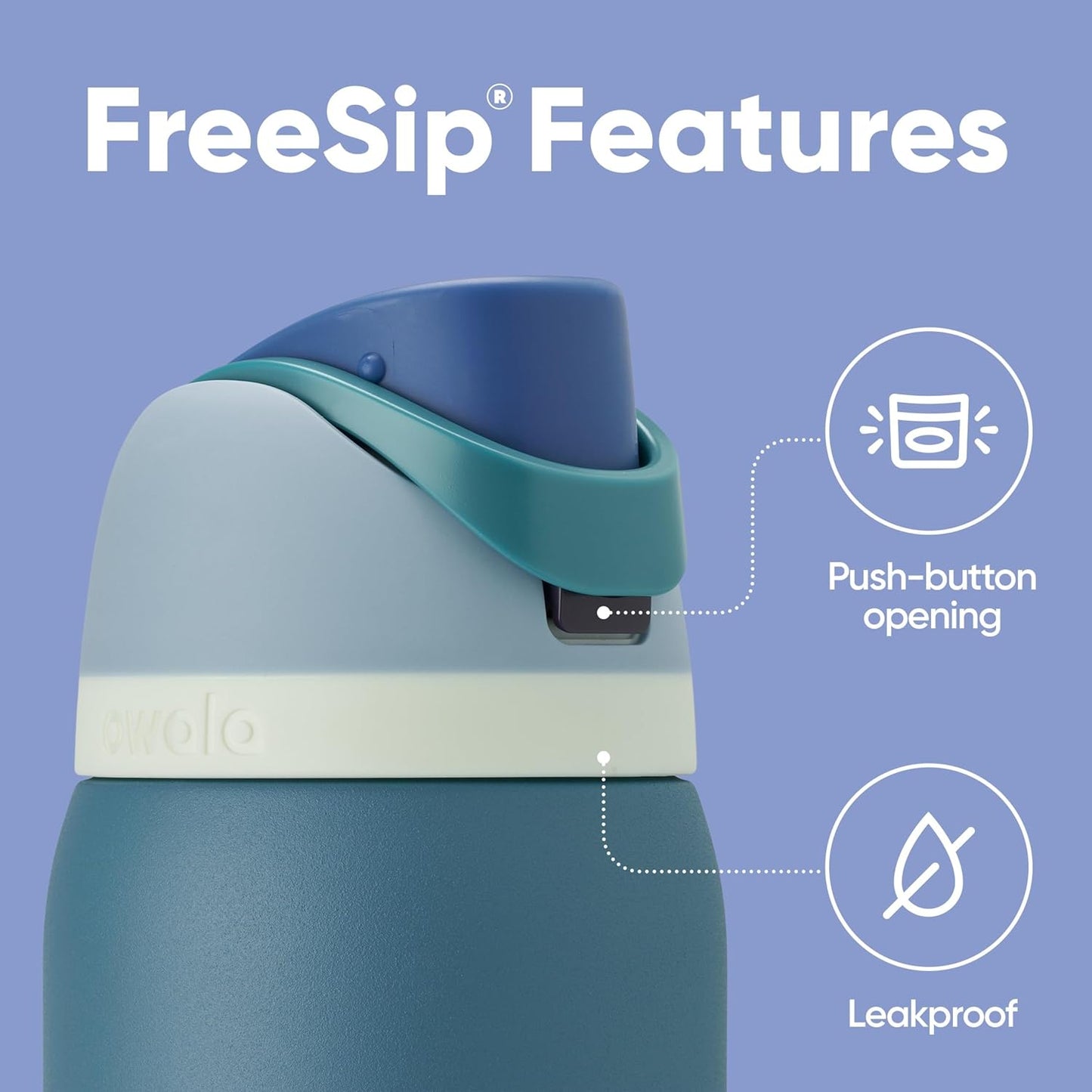 Owala FreeSip Insulated Stainless Steel Water Bottle with Straw, BPA-Free Sports Water Bottle, Great for Travel, 32 Oz, Denim