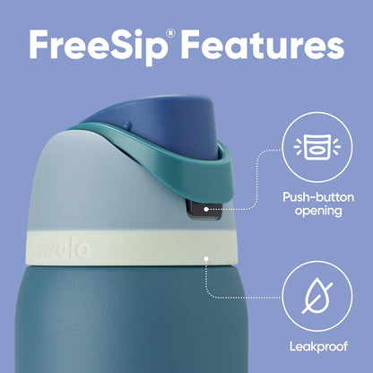 Owala FreeSip Insulated Stainless Steel Water Bottle with Straw, BPA-Free Sports Water Bottle, Great for Travel, 32 Oz, Denim
