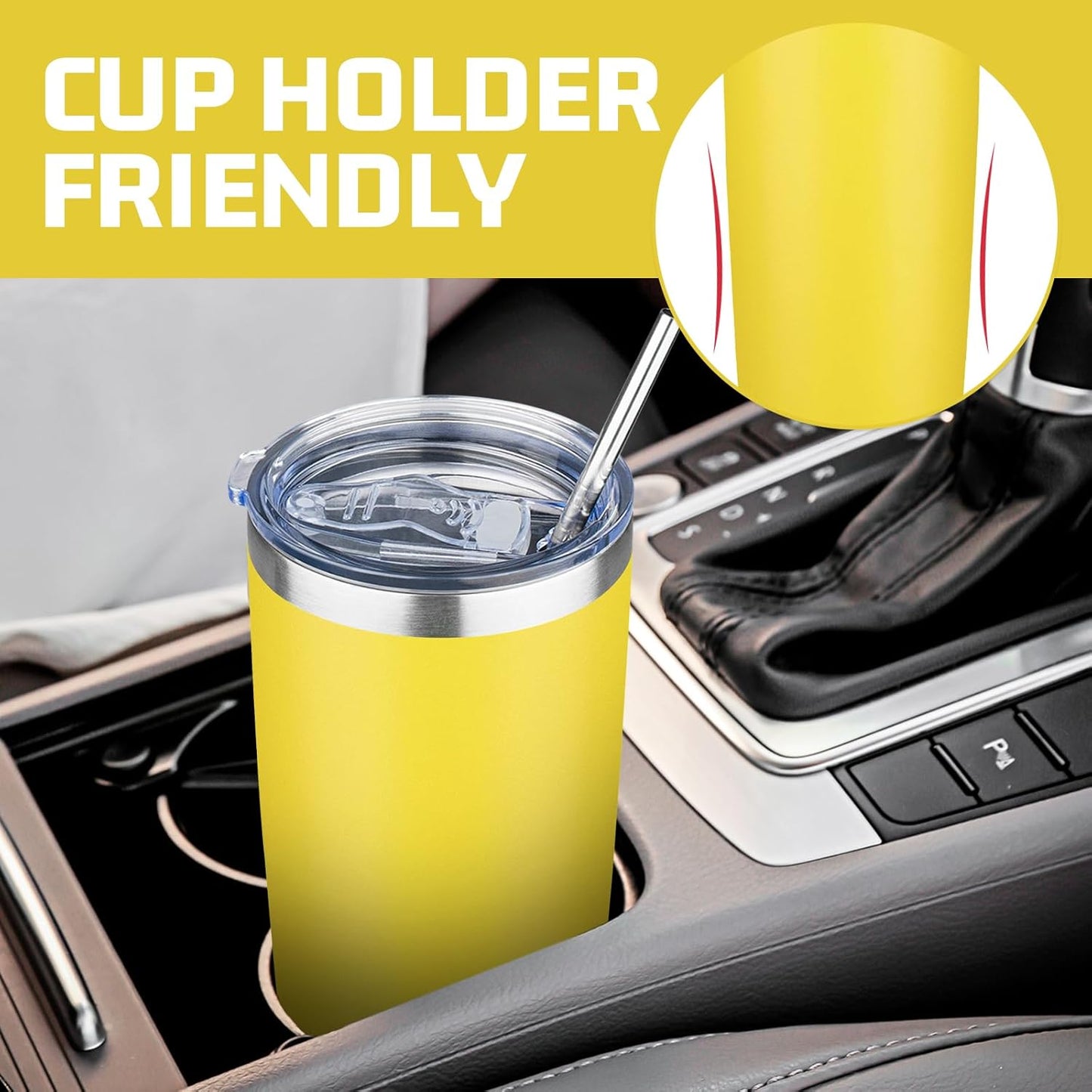 20 oz Tumbler with Lids and Straws, Stainless Steel Insulated Travel Coffee Mug, Double Wall Vacuum Insulated Tumblers, Powder Coated Coffee Tumbler for Cold & Hot Drinks (Light Purple)