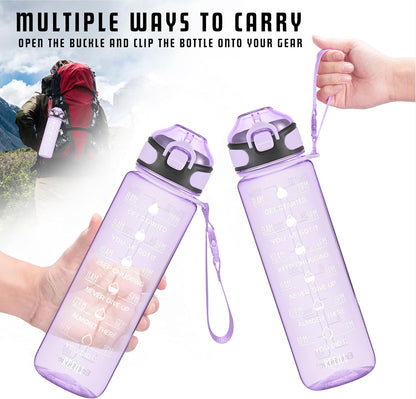 Enerbone 32 oz Drinking Water Bottle with Times to Drink and Straw, Motivational with Carrying Strap, Leakproof BPA & Toxic Free, Ensure You Drink Enough Water for Fitness Gym Outdoor