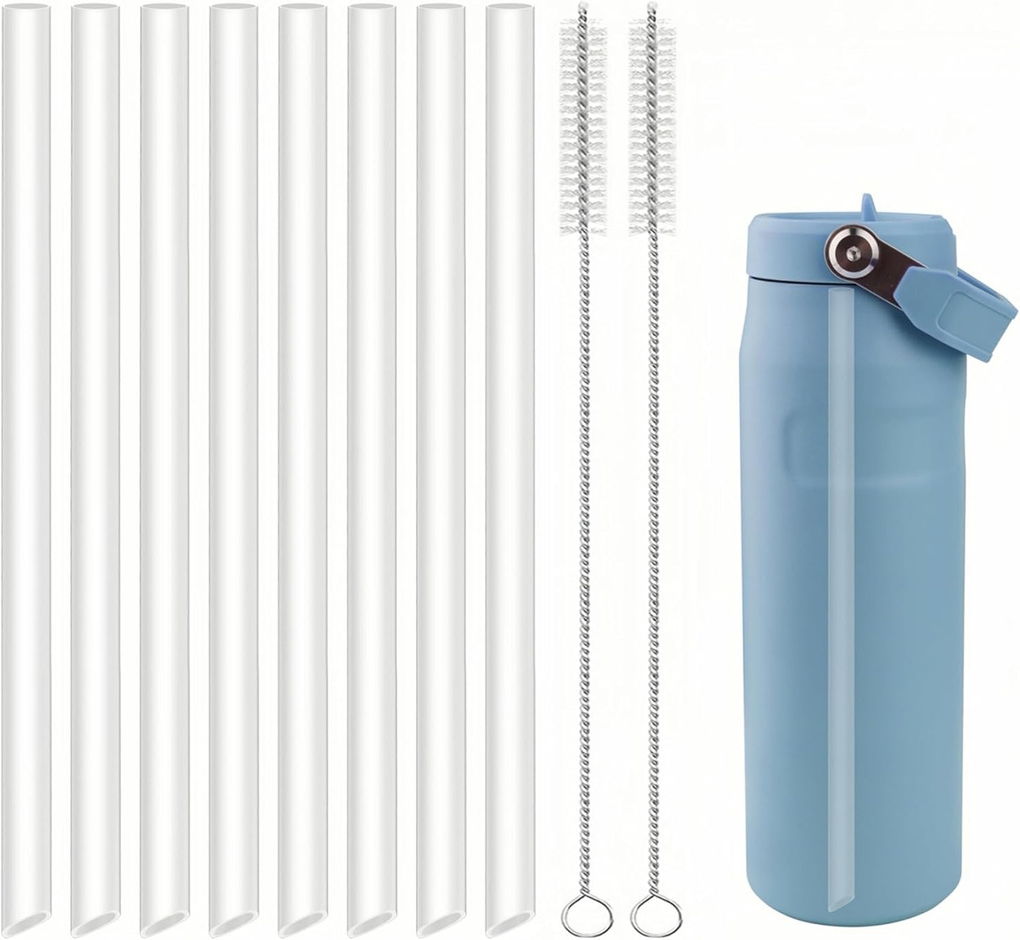 Joshey 8-Pack Replacement Straws for Stanley 30oz Tumbler | Compatible with Stanley IceFlow Flip Straw Lid | BPA-Free Reusable Plastic Drink Straws with 2 Cleaning Brushes