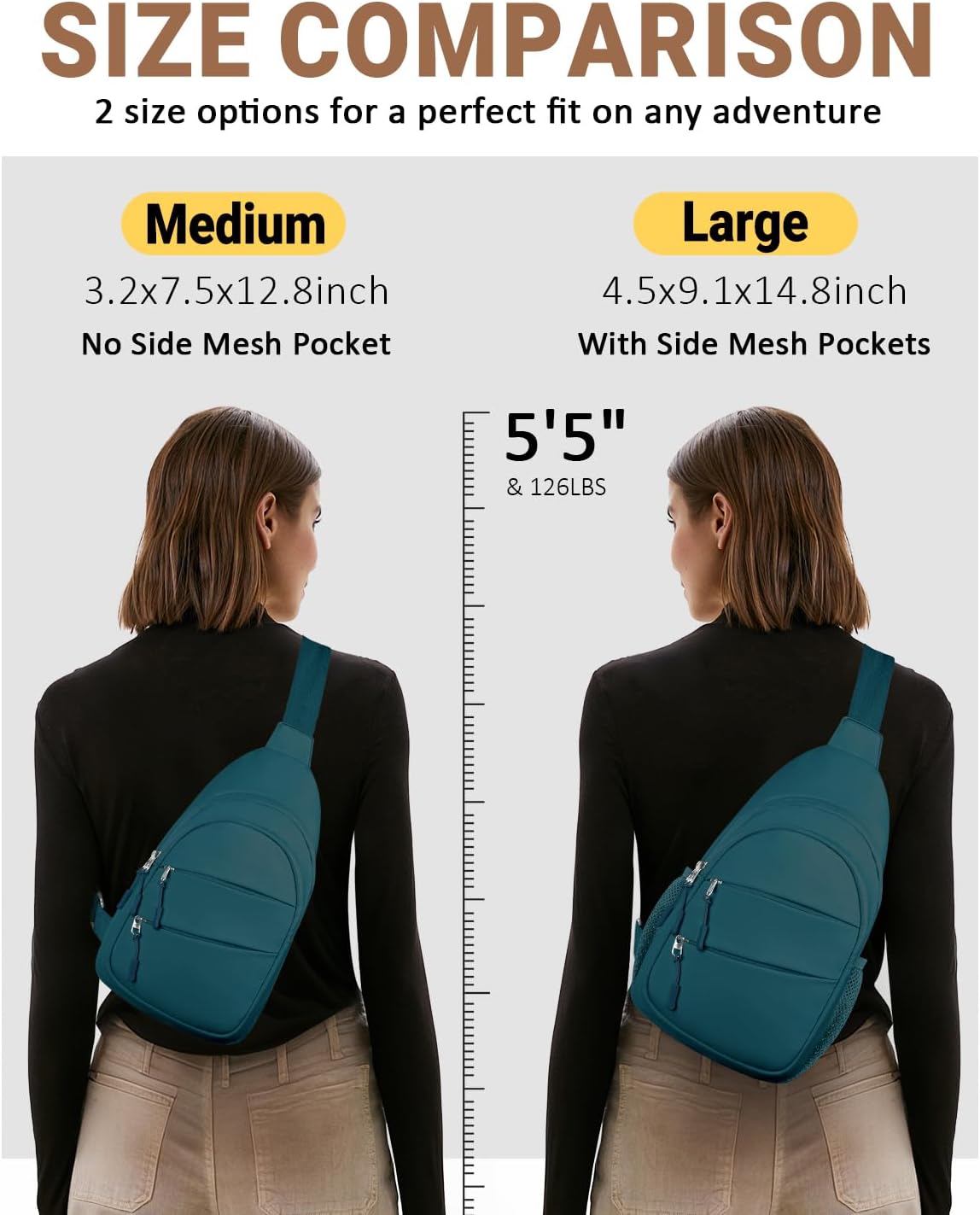 Tuwubi Crossbody Bags for Women, Sling Bag for Men, Small Hiking Backpack Anti Theft Lightweight for Outdoors Travel (M, Black)
