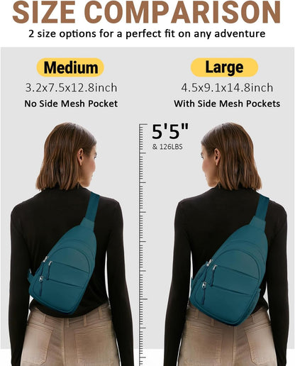 Tuwubi Crossbody Bags for Women, Sling Bag for Men, Small Hiking Backpack Anti Theft Lightweight for Outdoors Travel (M, Black)