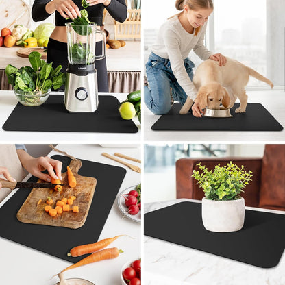 WISELIFE Dish Drying Mat Super Absorbent Drying Mat Large Dish Drying Mats for Kitchen Counter Easy Clean Dish Mat Kitchen Drying Mat15"x 18" Stylish Grey